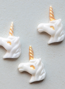 ZP04 迷你卡哇伊白色独角兽  树脂贴片装饰 DIY粘贴装饰配件 4个