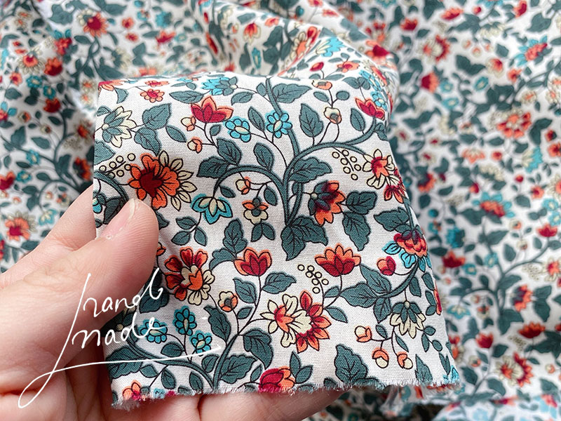 LBG01 日本进口面料绿色印花棉布 DIY娃衣服布料布头 30x37cm一块