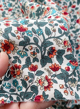 LBG01 日本进口面料绿色印花棉布 DIY娃衣服布料布头 30x37cm一块