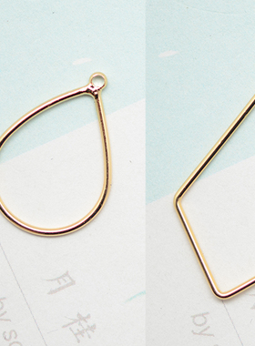 V226 圆线几何图形吊坠 18K包金镀18K金镀金配件DIY耳饰材料 一枚