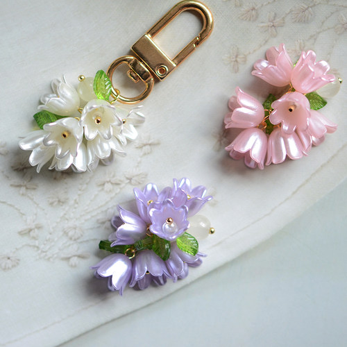 SZ368 铃兰大花束花簇花叶子吊坠 手工成品配件DIY挂件手工材料
