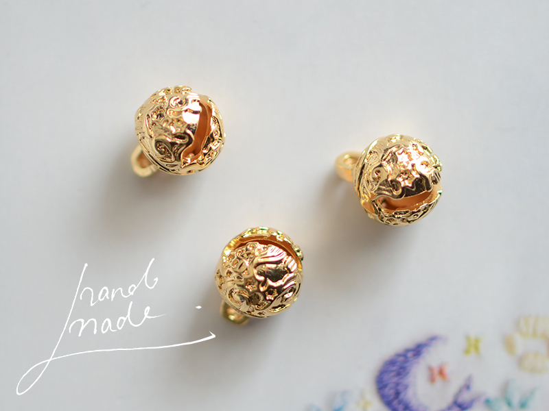 V686 高级感复古铸铜铃铛吊坠 18K包金镀18K金 DIY手工配件 1个