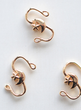 V697 星月S扣 18K包金镀18K金镀金 项链手链搭扣DIY配件材料 1枚