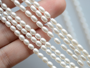 ZB249 直孔高端珍珠DIY串珠手链项链配件散珠20颗 玻璃珍珠米粒形