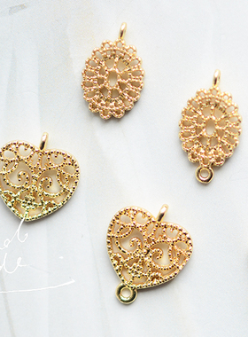 V144 迷你复古镂空蕾丝花片合集 18K包金镀18K金镀金 小吊坠 一枚