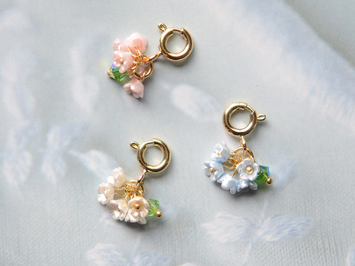 迷你小小花簇花朵挂扣弹簧扣