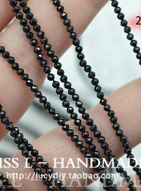 ZA02无折!闪闪 实惠天然黑尖晶迷你切面小圆珠2mm 半成品 40cm条