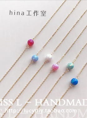 纤细无缝连接欧泊简洁制做手链