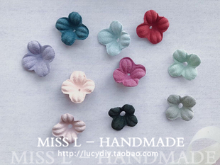 少女清新田园耳饰耳环配件 DIY手工材料 4朵 彩色纤皮小花朵 SD15