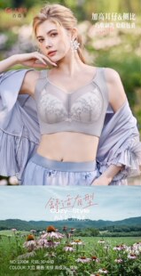 新款品牌古蒂花文胸软钢圈透气超薄D杯大胸显小调整托聚内衣3390