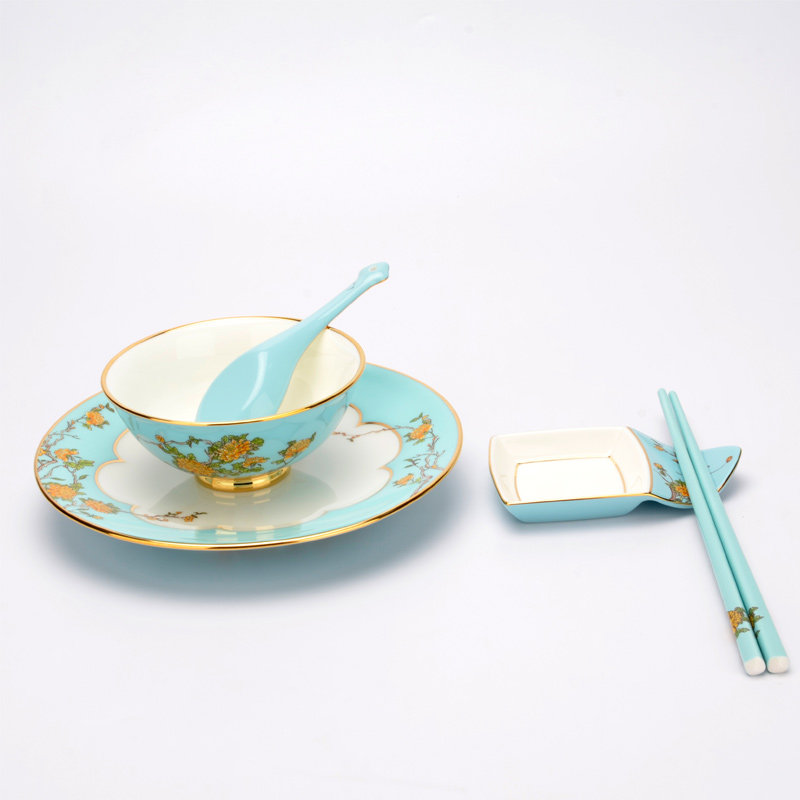 国瓷永丰瓷正品夫人瓷西湖蓝小时光6头餐具碗碟勺中式餐具礼盒装,餐饮具,餐具瓷器套装,淘宝优惠券,粉丝福利购,淘宝优惠卷