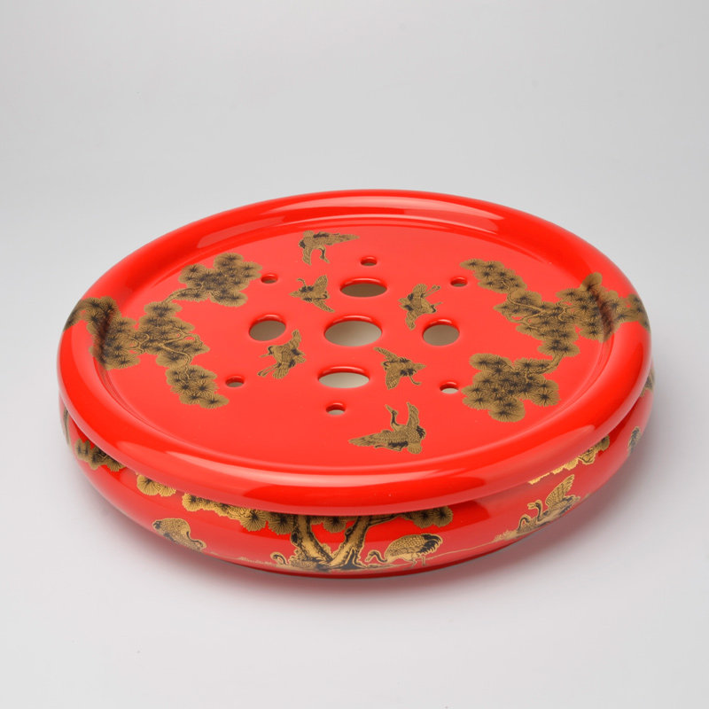 国瓷永丰瓷中式满堂红鹤寿天长陶瓷普洱茶具套装配件骨瓷茶盘,餐饮具,茶盘,淘宝优惠券,粉丝福利购,淘宝优惠卷