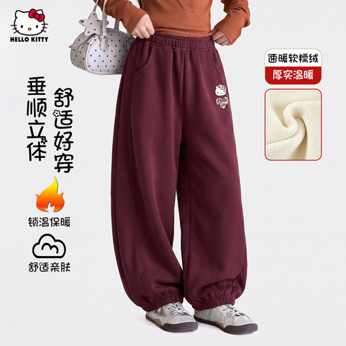 女童秋冬季束腿卫裤2026新款加绒加厚中大童加绒保暖休闲运动裤子