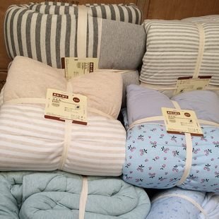 出口日单无印全棉裸睡的天竺棉被针织棉纯棉双人春秋被子空调被