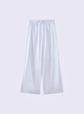 【2025】白色100%汉麻裤女宽松休闲松紧裤显瘦日韩休闲风百搭透气