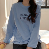 圆领纯棉宽松字母套头长袖 韩国代购 T恤 2026靓丽冬装 新款 大码 女装