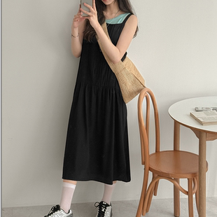 新款 韩国代购 2026靓丽早春装 女装 细带方形领显瘦吊带连衣裙特 大码