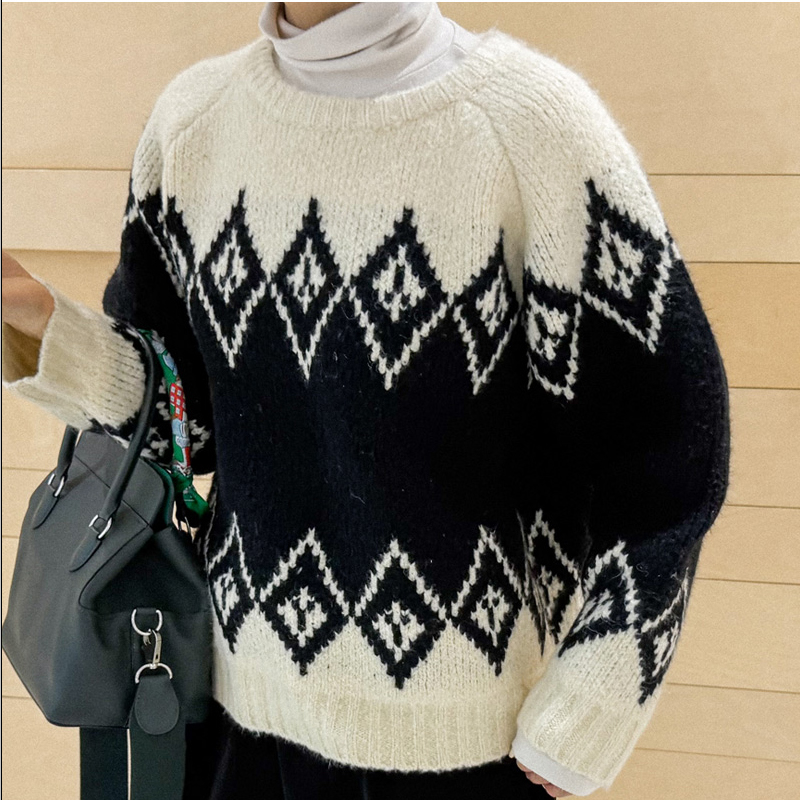 韩国代购大码女装2026靓丽冬装新款圆领宽松显瘦费德尔针织毛衣特,女装/女士精品,毛衣,淘宝优惠券,粉丝福利购,淘宝优惠卷