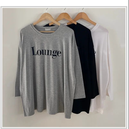 韩国代购大码女装2025靓丽冬装新款圆领纯棉宽松字母长袖T恤特8