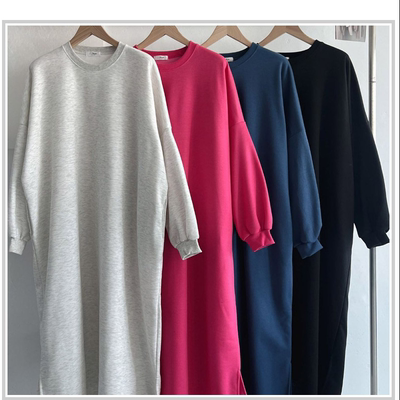 韩国代购大码女装2025靓丽冬装新款圆领宽松显瘦套头卫衣连衣裙特