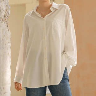 大码 翻领系扣宽松弧形口袋衬衫 女装 新款 特 2026靓丽早春装 韩国代购
