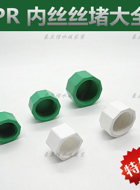 PPR20六角堵头内牙堵头 内丝堵头 4分6分1寸堵帽管堵封头水管配件