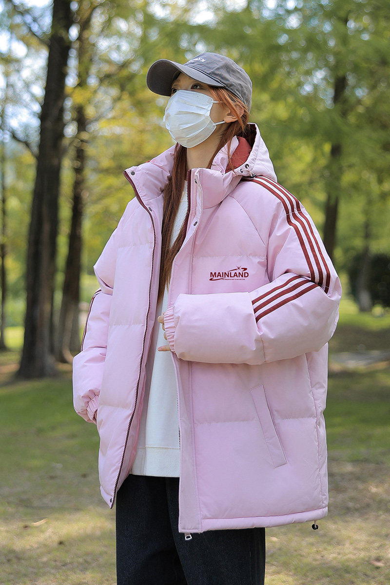 冬季拼三条杠面包服宽松情侣男女连帽棉衣羽绒棉C408M1253P100,男装棉衣,电商C408-1(原B339-1)