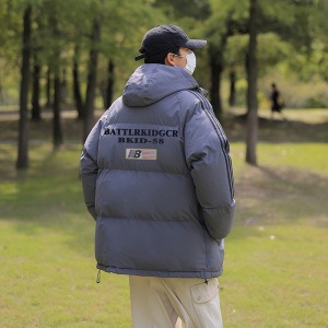 已注册拼三条杠面包服男女情侣宽松羽绒棉连帽棉衣C408 M1203P100图片