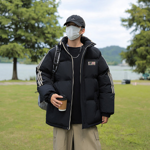 已注册拼三条杠面包服男女情侣宽松羽绒棉连帽棉衣C408 M1203P100图片