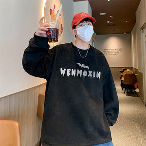 已注册抖音得物直播高品质麂皮绒开叉圆角宽松男卫衣W3031P45图片