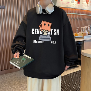 圆领卫衣男生春秋款美式重磅宽松百搭潮牌ins潮流慵懒风长袖春装图片