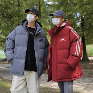 已注册拼三条杠面包服男女情侣羽绒棉宽松连帽棉衣C408 M1205P100图片