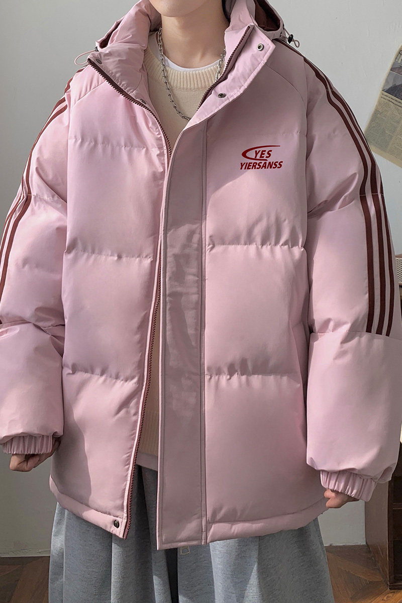 拼三条杠宽松男女情侣面包服羽绒棉连帽棉衣C408M1248P100,男装棉衣,电商C408-1(原B339-1)