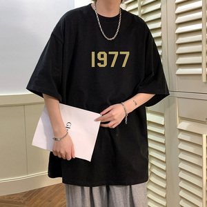 百叶窗美式字母宽松男女纯直播供货T恤短袖A354 T335P25控39图片