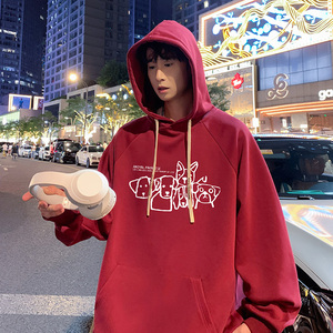 已注册港风直播抖音得物高品质男宽松连帽卫衣外套W5040P45控68图片