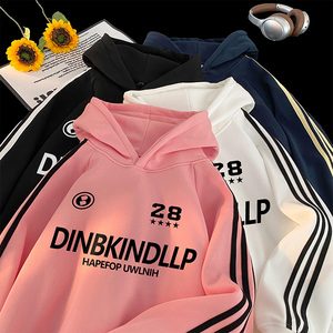 抖音直播得物品质美式高街宽松连帽卫衣外套W7220P55加绒P60