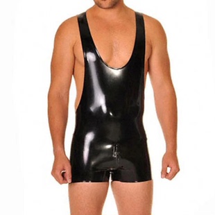 内裤 乳胶平角裤 乳胶摔跤衣服 双背带 膠衣 乳胶衣 无拉链 男