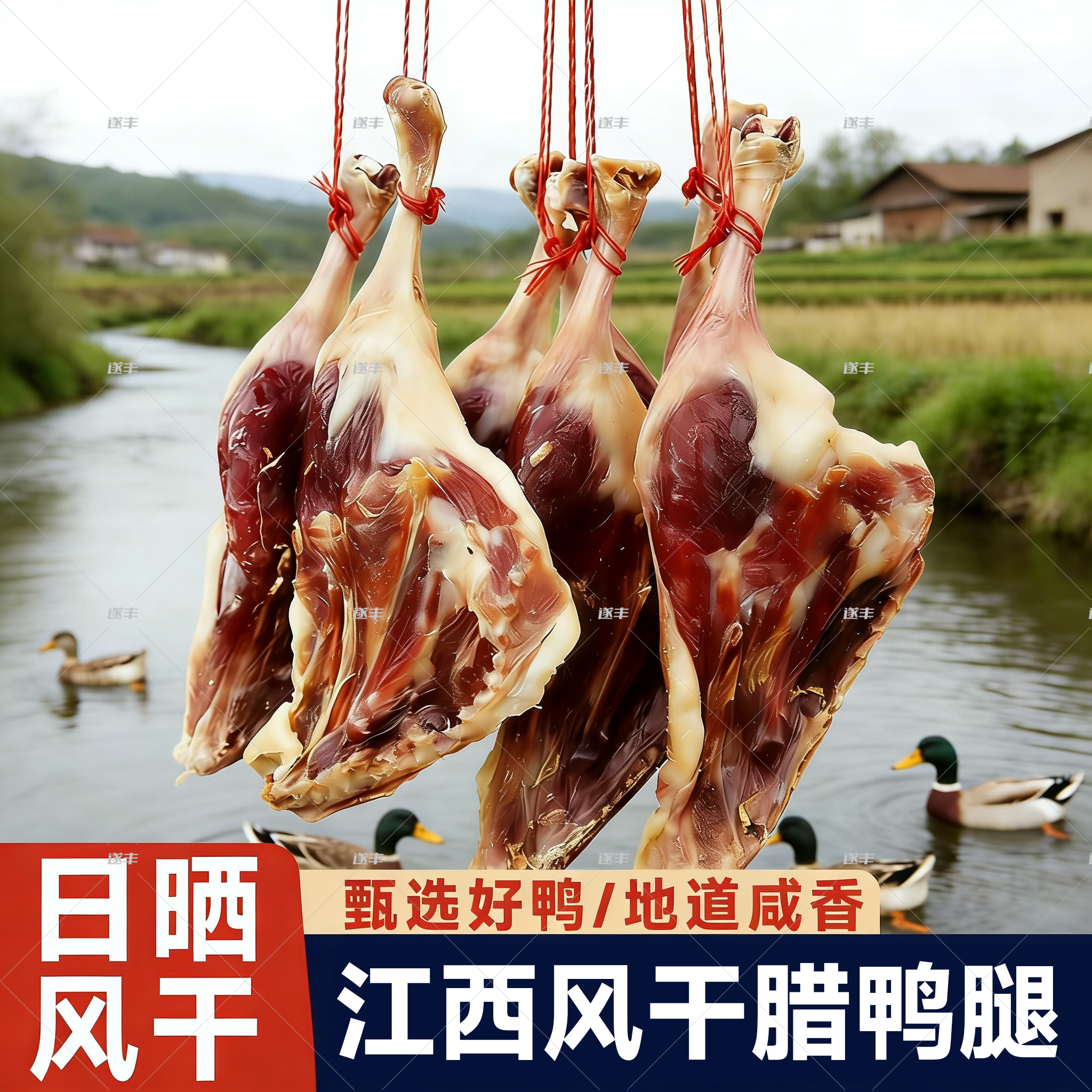 腊鸭腿风干腊板鸭江西客家特产农家自制日晒咸香腊味腊肉肠腌鸭腿