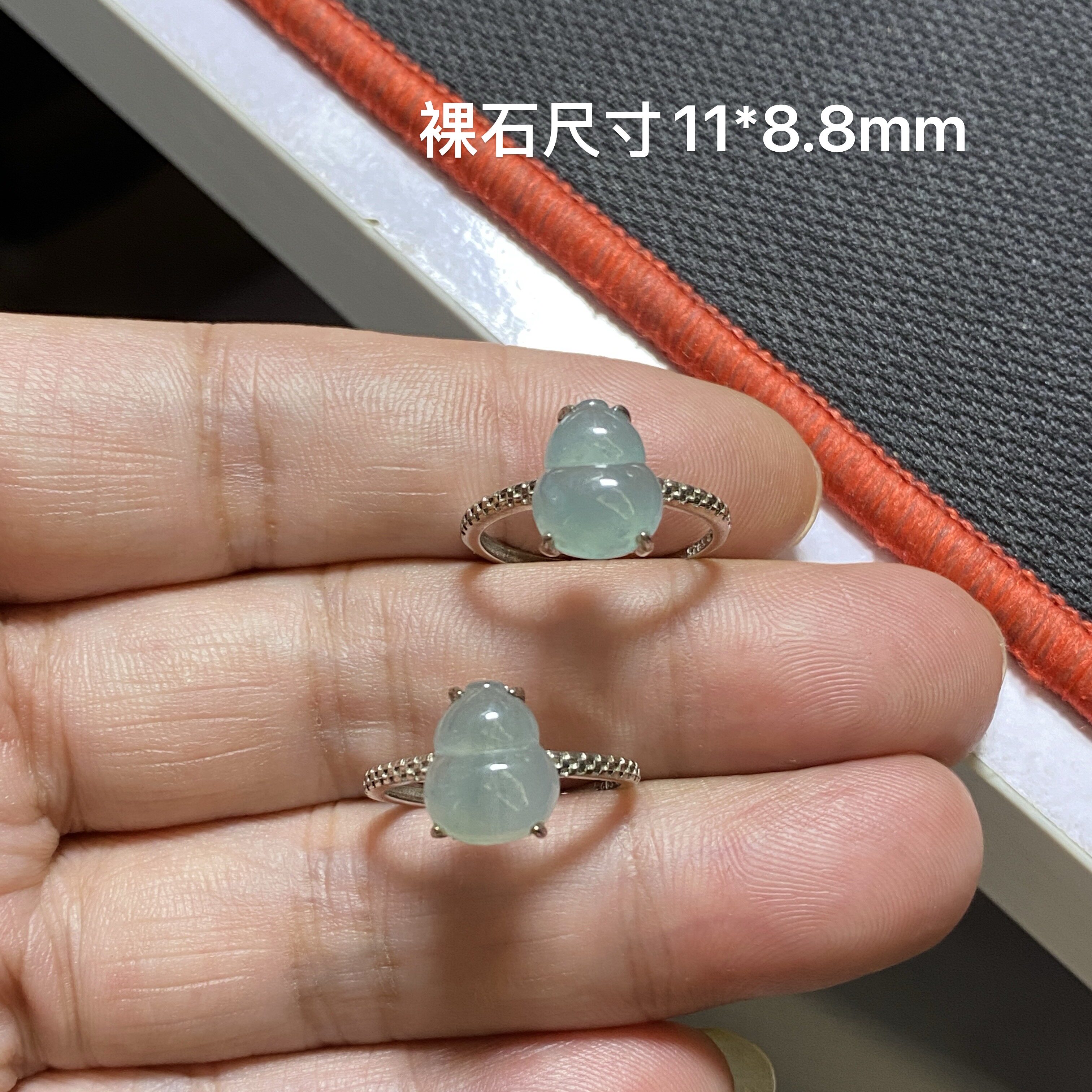 特价S925银镶翡翠开口戒指