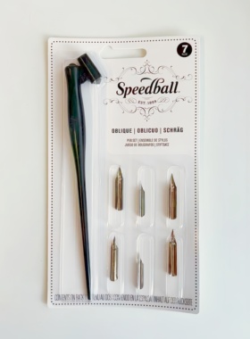 美国 Speedball 英文书法copperplate圆体斯宾塞 斜杆蘸水笔套装