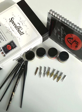 美国进口speedball英文书法精美木质礼盒套装自用送礼品斜杆花体