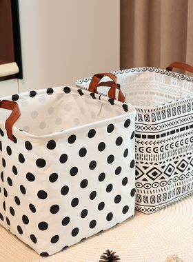杂物收纳筐棉麻布艺化妆品收纳篮玩具整理箱折叠格柜收纳盒29x29