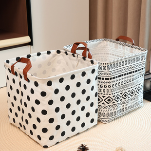 杂物收纳筐棉麻布艺化妆品收纳篮玩具整理箱折叠格柜收纳盒29x29