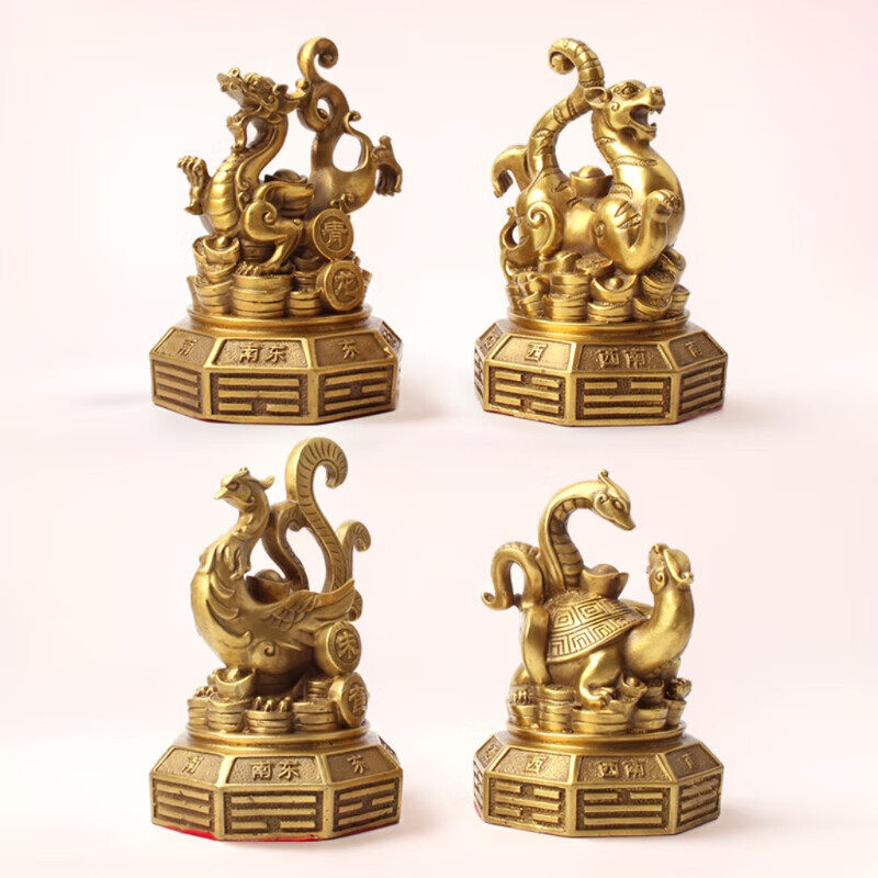 玄友 四大神兽铜左青龙右白虎朱雀玄武摆件四方神四圣兽吉祥物