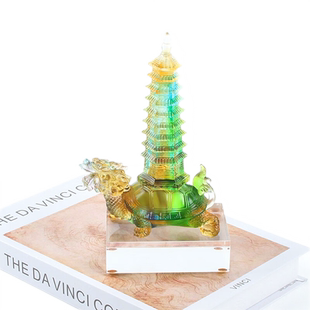玄友 琉璃龙龟文昌塔摆件九层绿色学生用的中考高考上岸9层塔礼物