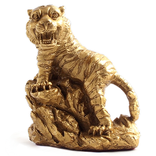 玄友 上山虎形铜虎摆件金虎饰品寅虎金属老虎吉祥物十二生肖属虎