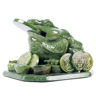 玄友 玉石金钱蟾摆件玉蟾饰品三角金蝉店铺三足金蟾石雕三脚蟾蜍