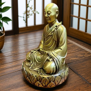 玄友 黄铜禅宗六祖慧能铜像家用供奉金属南宗惠能法师像摆件