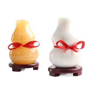 玄友 白玉葫芦摆件石雕饰品客厅天然玉吉祥物黄玉玉石福禄门挂
