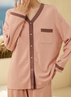 郁品牌39505凡诗39502秋冬女莱赛尔棉宋锦睡衣套装圆领开衫家居服